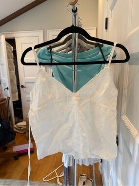 Brandy Melville Women's White Linen Cami Top